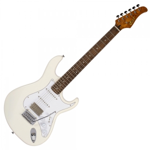 Cort elektromos gitár, éger test, fehér